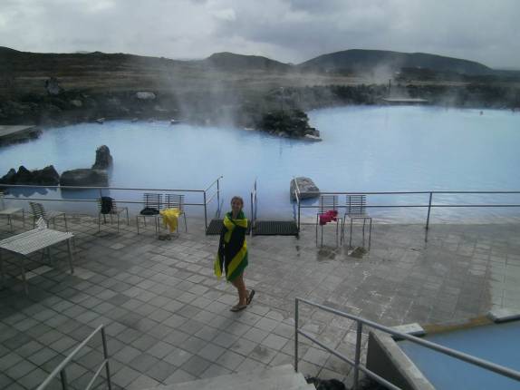 Preparando-se para um mergulho nas águas quentes do Myvatn Nature Bath, no norte da Islãndia